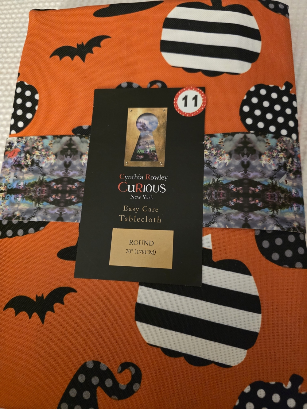Cynthia Rowley Orange & Black Halloween Pumpkin Tablecloth